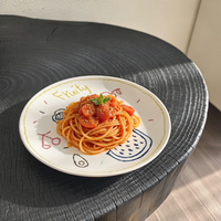 20 cm handgeschilderd fruit doodle keramiek bord, Ins stijl schattig fruitig print dinerbord voor salade dessert fruit