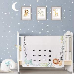 Manta mensual de bebé de unicornio floral esponjoso de impresión digital de alta calidad de gran oferta del fabricante - Product Image 3