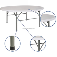 Table ronde pliable en plastique HDPE blanc OEM pour événements, mariages, banquets et repas en extérieur