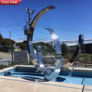 Landmark peyzaj havuzu paslanmaz çelik Spiral su çeşmesi heykel heykeli