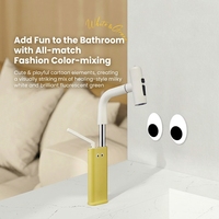 Robinet de salle de bain moderne multifonctionnel MOSHE pour enfants, à poignée unique, finition laiton coloré, pour usage hôtelier