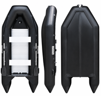 Bateau pneumatique professionnel en PVC rigide de Chine, 2,3 m, 2,6 m, 3,3 m, bateau de pêche avec fond couvert et fond brossé, noir Kinggang