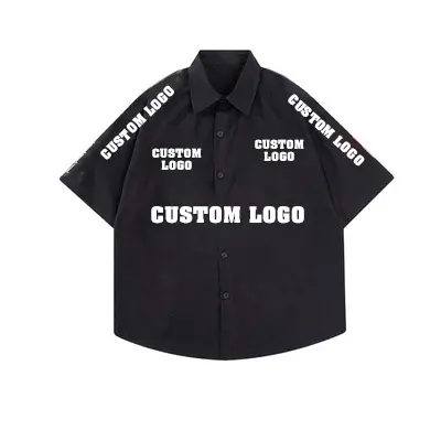 Camisas de trabajo de manga corta Unisex, camisas con logotipo personalizado, estampado Vintage bordado, cremallera, holgadas, de diseñador