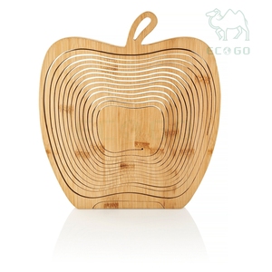 Panier en bambou pliable en forme de pomme en bambou Bol à fruits de cuisine Panier à fruits à usage multifonctionnel - Product Image 1