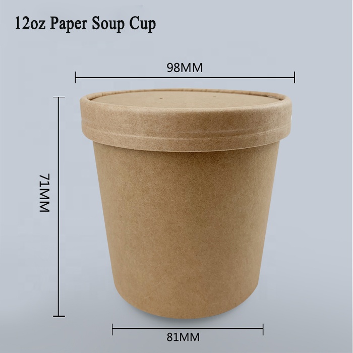 Hot Soup Cup Kraft PE Coating Paper Noodle Cup for Wholesale