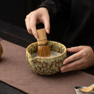 Ensemble de cérémonie du thé classique de la dynastie Song huit pièces en céramique de couleur assortie au four 500ml bol à thé Matcha fouet support cent livres - Product Image 3