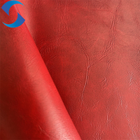 Bahan Kain Kulit Imitasi PVC Berkualitas Tinggi Warna Merah Dua Nada untuk Furnitur Sofa dan Kursi Sofa