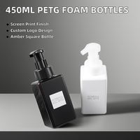 Flacon de savon liquide pour les mains en PET de 450 ml, carré, ambre, blanc, rose, vert, transparent, bleu. Bouteilles à pompe en mousse vides pour shampooing.
