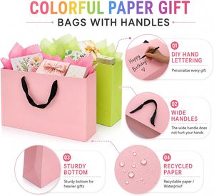 ถุงกระดาษของขวัญสีดำด้าน สีน้ำตาล สีขาว พิมพ์โลโก้ตามสั่ง ราคาขายส่ง สำหรับบรรจุภัณฑ์เสื้อผ้า - Product Image 3