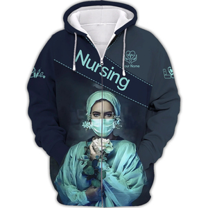 Felpa da uomo personalizzabile per infermiere <span class=keywords><strong>con</strong></span> cappuccio stampata in 3D <span class=keywords><strong>con</strong></span> cappuccio professionale <span class=keywords><strong>con</strong></span> grafica da infermiera maschile e nome personalizzato - Product Image 4