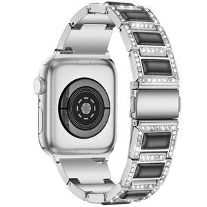 Lady Bling Diamant Strass Résine <span class=keywords><strong>Bracelet</strong></span> en acier inoxydable <span class=keywords><strong>Bracelet</strong></span> pour <span class=keywords><strong>Apple</strong></span> <span class=keywords><strong>Watch</strong></span> 38 40 41 42 44 45 46 49 Ultra - Product Image 2