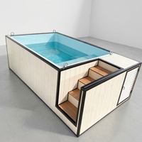 Piscine hors sol préfabriquée en fibre de verre, WPC, bois, avec fenêtre de jardin en acrylique, pour extérieur