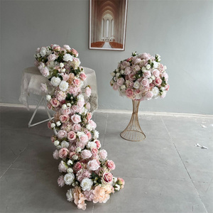 Runner <span class=keywords><strong>da</strong></span> <span class=keywords><strong>Tavolo</strong></span> con Rose Bianche Artificiali FL-070, Decorazione a Cascata in Seta per Matrimoni ed Eventi - Product Image 5