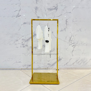 Kệ thương mại 2 chiều thẳng tay quần áo giá thép không gỉ vàng quần áo Giá gấp có thể điều chỉnh giá may mặc - Product Image 4