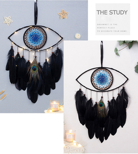 CELION Handmade Black Feather Blue Eye <span class=keywords><strong>Dreamcatcher</strong></span> Wall Good Luck Charm Evil Eye Dream Catcher per la decorazione della parete casa - Product Image 2