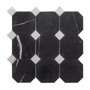 Piastrelle a Mosaico Ottagonali da 10 Pollici in <span class=keywords><strong>Marmo</strong></span> <span class=keywords><strong>Bianco</strong></span> Carrara Dorato Lucido per Pavimenti, Pareti, Bagno e <span class=keywords><strong>Cucina</strong></span> - Product Image 2