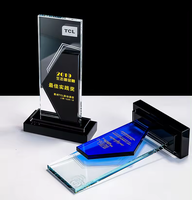 Trophée en cristal gravé avec logo personnalisé, cadeau d'affaires, vente en gros, trophée de récompense en verre personnalisable et designable