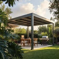Gazebo de plage en aluminium avec éclairage LED - Lames orientables motorisées - Taille personnalisée - Durable, imperméable, résistant au vent, protection UV, respectueux de l'environnement