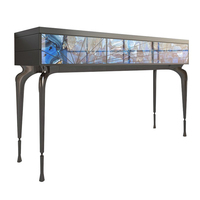 Table d'angle moderne en acier inoxydable massif et agate naturelle, faite à la main, pour villa de luxe italienne, maison, hôtel, appartement, salon