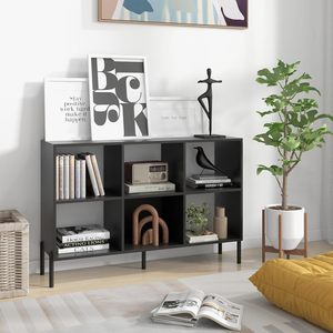 Étagère basse Cube à 6 niveaux en bois d'ingénierie, bibliothèque ouverte <span class=keywords><strong>avec</strong></span> pieds en métal surélevés, étagère réglable en 5 positions - Product Image 2
