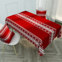 Série de dessins animés 2026 Nordic Red Christmas : Nappe de table basse en coton-lin, imperméable, imprimée et gaufrée, personnalisable, motif quadrillé, pour un intérieur simple.