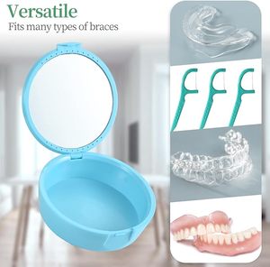 Boîtier de retenue <span class=keywords><strong>dentaire</strong></span> orthodontique Conteneur de protège-dents en plastique pour boîte de retenue équipée d'un miroir à fausses dents - Product Image 5
