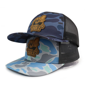 HN23 Cappello Trucker Traspirante per Giovani con Logo Personalizzato sul Nastro Interno Ricamato Cappellino Mimetico Blu Marrone Arancione - Product Image 6