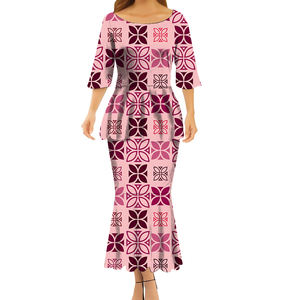 Vrijetijdskleding Samoa Puletasi Polynesische Tribale Fiji Print Dames Plus Size 2-delige Puletasi Jurk Hot Selling Dames - Product Image 1