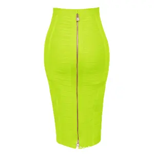 Sexy Knie Lengte Bodycon Elegant Gebreide Dubbele Einde Rits Rayon Bandage Hoge Taille Nachtclub Rok