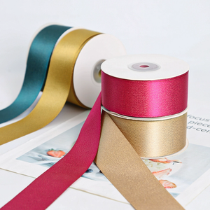 新品人気40mm両面ゴールドキラキラサテンリボン100ヤード/ロール高品質クラフト用品ギフトラッピング - Product Image 3