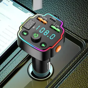 hot sale r multifunction Colorful lights car bluetooth fm transmitter usb c car charge mp3 player bluetooth car kit