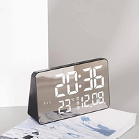 Horloge numérique à LED avec miroir, matériau de qualité supérieure, design délicat, grand écran avec affichage de la température, trois ensembles d'alarmes, affichage de la semaine