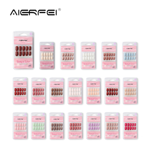 AIERFEI vente en gros 30 pièces de <span class=keywords><strong>faux</strong></span> <span class=keywords><strong>ongles</strong></span> ovales <span class=keywords><strong>bordeaux</strong></span> Gel souple de haute qualité couverture complète rouge foncé pour la vente au détail - Product Image 6
