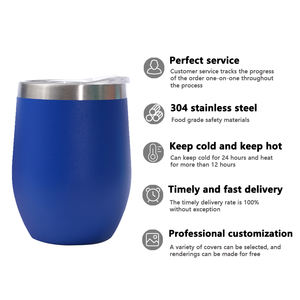 Custom Logo New Design 360ml/12oz Double Walled Egg <strong>Wine</strong> Cup with Lid 304 Stainless Steel Travel <strong>Tumbler</strong> for Party Office - Product Image 3