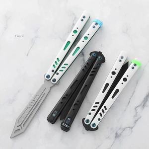 Couteau papillon d'entraînement non affûté en acier inoxydable, double couche, avec patch PC, pour la pratique - Product Image 2