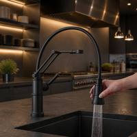 Robinet de cuisine multifonctionnel extractible avec poignée ergonomique intégrant des fonctions d'eau chaude et froide