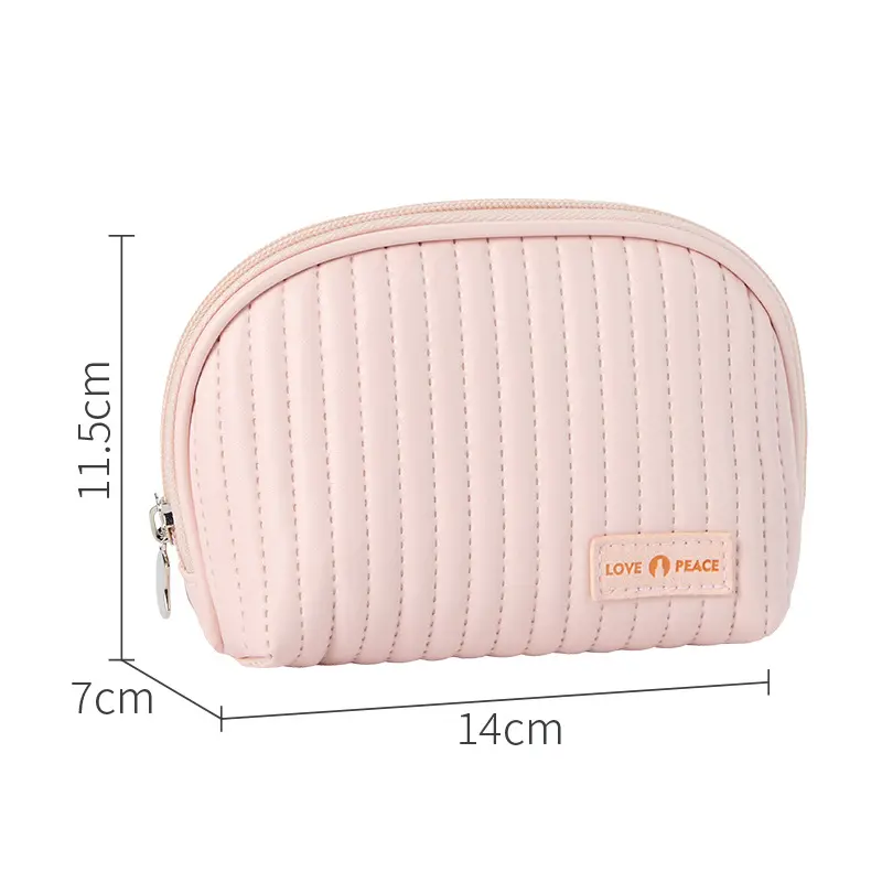 Bolsa de maquillaje con ventilador semicircular personalizada, bolso de viaje portátil para cosméticos, impermeable, de almacenamiento de artículos de aseo personal