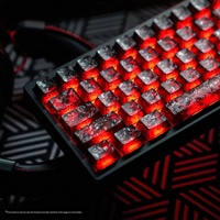 PCTECH Keycaps Translucides Effet Carbone Noir Givré, en Fibre de Carbone, Translucides, Gravure Latérale, Profil Original, PC