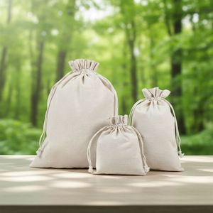Sacs à cordon vierges, impeccables et recyclables en toile, coton, lin, coton brut, tissés, pour riz, thé, vin, export, cadeaux, stockage, sérigraphiés - Product Image 1