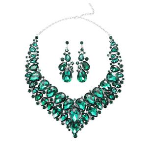 Conjunto de Collar y Pendientes de Cristal Rojo con Diseño Exagerado Europeo y Americano, Joyería de Aleación para Novia, Boda, Mujer - Product Image 5