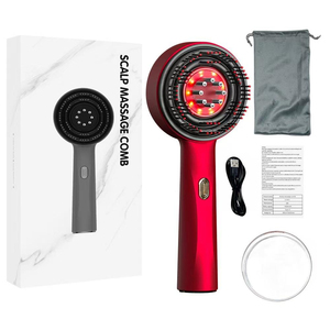 Peine Masajeador de Cuero Cabelludo con Terapia de Luz Roja, Recargable por USB, Batería de Litio - Product Image 1