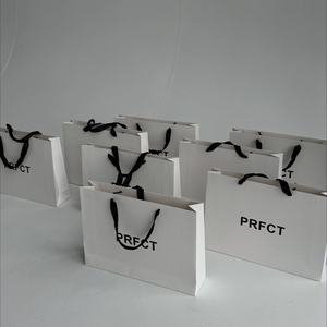 Handverpakte linten, kartonnen tassen, cadeaus, winkelen, wit, hete folie bedrukking, kartonnen ambachtelijke tassen, natuurlijke ambachtelijke tassen - Product Image 1