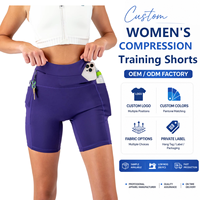 Shorts de course pour femmes sur mesure, taille haute, 82% polyester, 18% élasthanne, extensibles dans 4 directions, multi-poches, pour marathon, OEM