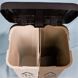 <span class=keywords><strong>Poubelle</strong></span> double 2-en-1 avec pédale et roues, 20L, en plastique HDPE écologique, portable, pour tri et recyclage, maison et cuisine - Product Image 2