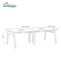 Table de conférence convertible moderne grande capacité (4-8 places) avec gestion des câbles pour bureau commercial