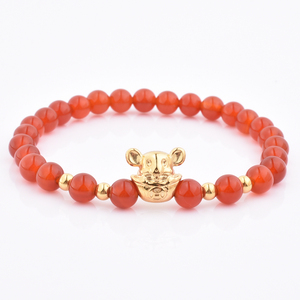 Bracelet en pierre d'agate mate sur mesure avec bande élastique, perles de gorille pour homme - Product Image 6