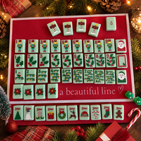 Jeu de Mahjong Américain Vert Menthe à Couche Unique, Motif Embossé Noël Père Noël Casse-Noisette, Tuiles de Mahjong pour Fêtes de Fin d'Année