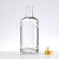 Botol Kaca Bulat Grosir untuk Minuman Keras, Botol Kosong untuk Vodka Whiskey dengan Tutup Logam untuk Pabrik Minuman Keras
