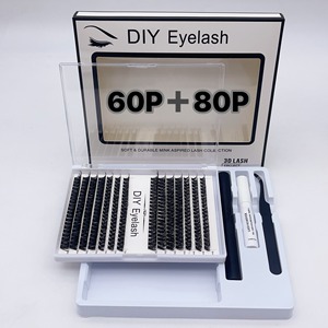 Extensions de <span class=keywords><strong>cils</strong></span> individuels DIY en grappe, pré-coupées, à coller et sceller, kit de <span class=keywords><strong>cils</strong></span> en grappe DIY, marque privée Cil Spike - Product Image 3