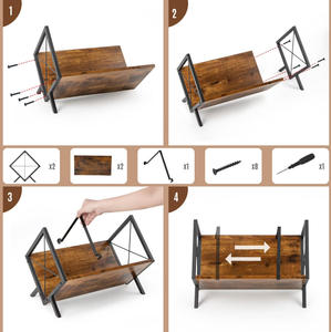 Étagère de rangement vintage en bois réglable à un niveau pour disques vinyles, albums, magazines, livres et dossiers - Product Image 5